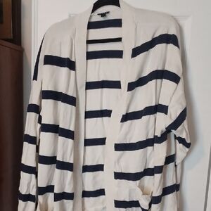 Torrid Striped Navy and White Cardigan
